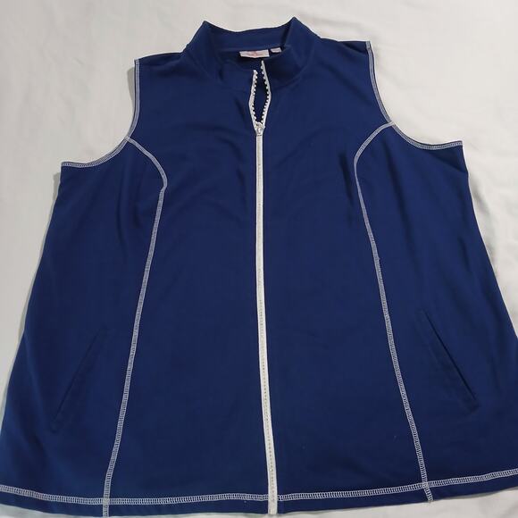 Quacker Factory 2X White 3/4 slv T-Shirt & Blue Full-Zip Bedazzled Vest 2 items! - Picture 9 of 15